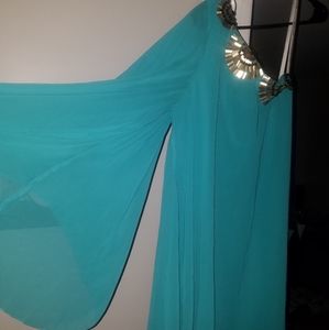 Turquoise Teal Blue Bisou Bisou Asymmetrical Dress